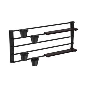 Nástenná polica s kvetináčmi a LED osvetlením SHELF 50x118 cm čierna/borovica vyobraziť