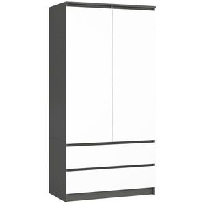 Šatní skříň CLP S 90 cm 2 dveře 2 zásuvky grafitově šedá/bílá vyobraziť