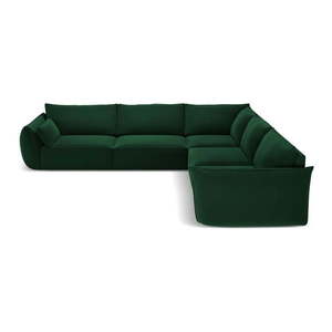 Tmavozelená zamatová rohová pohovka Vanda – Mazzini Sofas vyobraziť