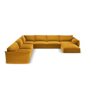 Zamatová rohová pohovka v horčicovej farbe (ľavý roh/do tvaru "U") Vanda – Mazzini Sofas vyobraziť