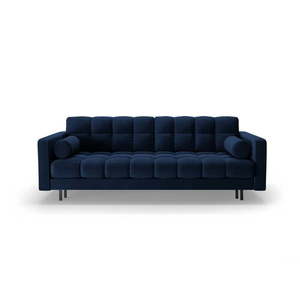 Tmavomodrá zamatová rozkladacia/s úložným priestorom pohovka 222 cm Bali – Cosmopolitan Design vyobraziť