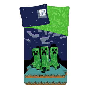 Zeleno-modré bavlnené detské obliečky na jednolôžko 140x200 cm Minecraft "Sssleep Tight" – Jerry Fabrics vyobraziť