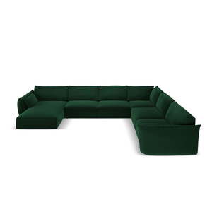 Tmavozelená zamatová rohová pohovka (pravý roh/do tvaru "U") Vanda – Mazzini Sofas vyobraziť