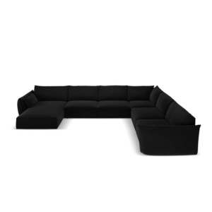 Čierna zamatová rohová pohovka (pravý roh/do tvaru "U") Vanda – Mazzini Sofas vyobraziť