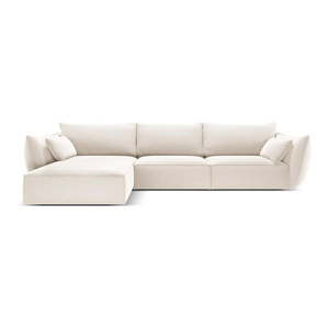 Béžová zamatová rohová pohovka (ľavý roh/s leňoškou) Vanda – Mazzini Sofas vyobraziť