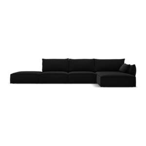 Čierna zamatová rohová pohovka (pravý roh/s leňoškou) Vanda – Mazzini Sofas vyobraziť