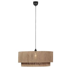 Japandi závesná lampa čierna s hnedým lanom 60cm - Smilla vyobraziť
