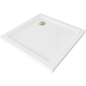 Sprchová vanička se zlatým sifonem 80 x 80 cm bílá vyobraziť