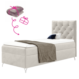 Boxspringová posteľ, 90x200, biela látka Velvet, pravá, GULIETTE + darček vyobraziť