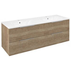 SAPHO - CIRASA umývadlová skrinka s dvojitým umývadlom 141x54x46cm, dub alabama strip CR141-2322-21 vyobraziť