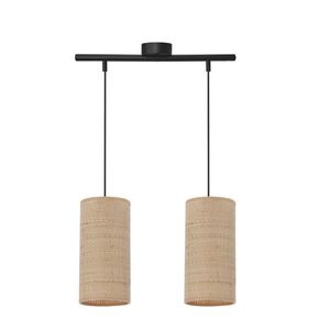 Závesná lampa Fleri čierna 2x60 e27 tienidlo 12x25 béžový ratan vyobraziť