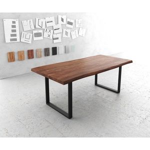 Jedálenský stôl Edge 200x100 cm XL akáciová hnedá kovová čierna vyobraziť
