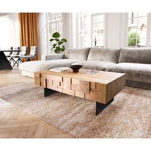 Konferenčný stolík Puzzle 120 cm prírodná akáciová podnož kovová vyobraziť