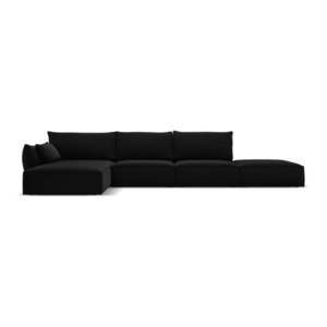 Čierna zamatová rohová pohovka (ľavý roh/s leňoškou) Vanda – Mazzini Sofas vyobraziť