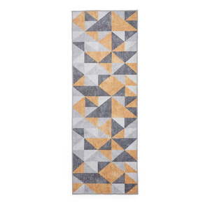 Prateľný koberec v okrovožltej a sivej farbe 61x170 cm Coral Yellow&Grey – Think Rugs vyobraziť