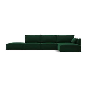 Tmavozelená zamatová rohová pohovka (pravý roh/s leňoškou) Vanda – Mazzini Sofas vyobraziť