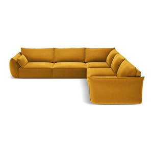 Zamatová rohová pohovka v horčicovej farbe Vanda – Mazzini Sofas vyobraziť