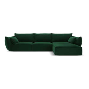 Tmavozelená zamatová rohová pohovka (pravý roh/s leňoškou) Vanda – Mazzini Sofas vyobraziť