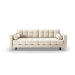 Krémová zamatová rozkladacia/s úložným priestorom pohovka 222 cm Bali – Cosmopolitan Design vyobraziť