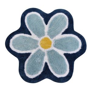 Modrá kúpeľňová predložka ø 90 cm Flower – Foutastic vyobraziť