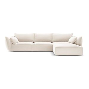Béžová zamatová rohová pohovka (pravý roh/s leňoškou) Vanda – Mazzini Sofas vyobraziť