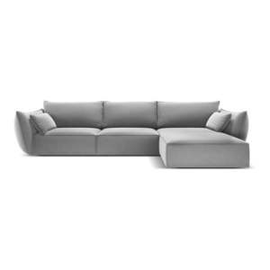 Svetlosivá zamatová rohová pohovka (pravý roh/s leňoškou) Vanda – Mazzini Sofas vyobraziť