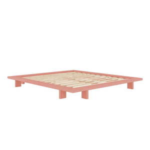 Svetloružová dvojlôžková posteľ z borovicového dreva s roštom 160x200 cm Japan – Karup Design vyobraziť