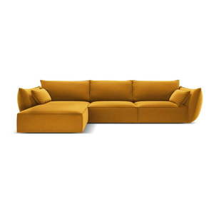 Zamatová rohová pohovka v horčicovej farbe (ľavý roh/s leňoškou) Vanda – Mazzini Sofas vyobraziť