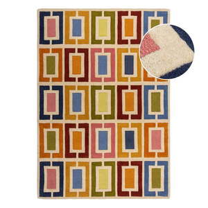 Ručne tkaný vlnený koberec 200x290 cm Retro Blocks – Flair Rugs vyobraziť