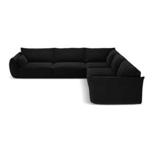 Čierna zamatová rohová pohovka Vanda – Mazzini Sofas vyobraziť