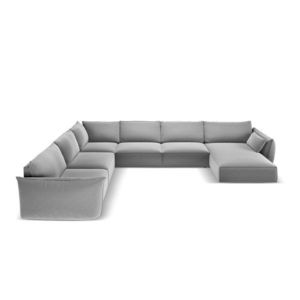 Svetlosivá zamatová rohová pohovka (ľavý roh/do "U") Vanda – Mazzini Sofas vyobraziť