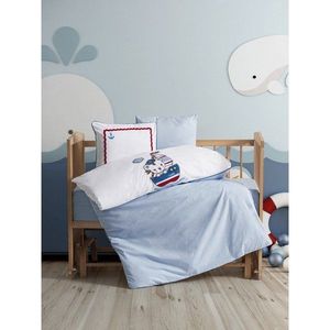 Biele/modré bavlnené detské obliečky do postieľky s plachtou/4-dielne 100x150 cm Miniyo – Mijolnir vyobraziť