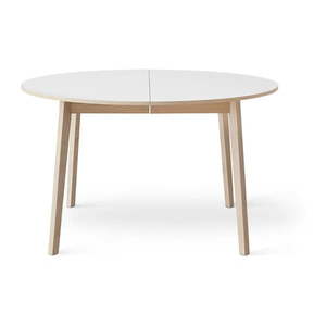 Okrúhly rozkladací jedálenský stôl s bielou doskou a prídavnou doskou ø 130 cm Single – Hammel Furniture vyobraziť