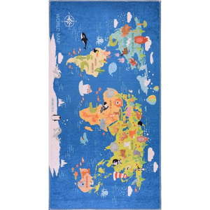 Modrý prateľný detský koberec 100x160 cm Animal Atlas – Vitaus vyobraziť