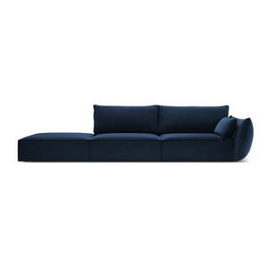 Tmavomodrá zamatová pohovka pravý roh 264 cm Vanda – Mazzini Sofas vyobraziť