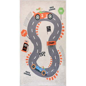 Krémovobiely prateľný detský hrací koberec 80x120 cm Race Garage – Vitaus vyobraziť