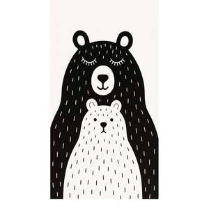 Čierno-biely prateľný detský koberec 100x160 cm Bear Family v2 – Vitaus vyobraziť