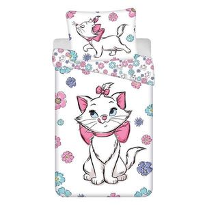 Biele bavlnené detské obliečky na jednolôžko 140x200 cm Marie Cat "Floral" – Jerry Fabrics vyobraziť