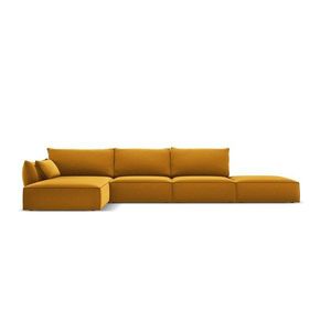 Zamatová rohová pohovka v horčicovej farbe (ľavý roh/s leňoškou) Vanda – Mazzini Sofas vyobraziť