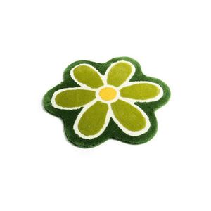 Zelená kúpeľňová predložka ø 90 cm Flower – Foutastic vyobraziť