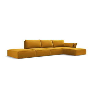 Zamatová rohová pohovka v horčicovej farbe (pravý roh/s leňoškou) Vanda – Mazzini Sofas vyobraziť
