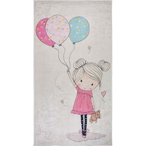 Ružový/slonovinový prateľný detský koberec 100x160 cm Girl & Baloons – Vitaus vyobraziť