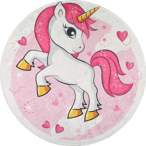 Ružový prateľný detský koberec ø120 cm Pink Unicorn – Vitaus vyobraziť