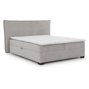 Svetlosivá boxspring posteľ s úložným priestorom 200x200 cm Lysa – Ropez vyobraziť