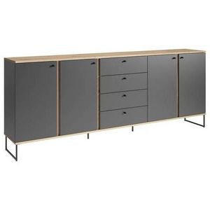 Xora ŠIROKÁ KOMODA, antracitová, farba duba, 225/89/38 cm vyobraziť