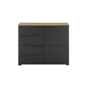 home24 KOMODA, čierna, farba duba, 100/80/40 cm vyobraziť
