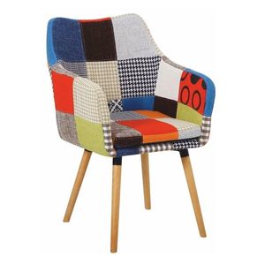KONDELA Landor jedálenské kreslo farebný patchwork / buk vyobraziť