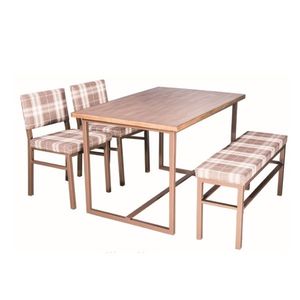 KONDELA Lakin 1+4 jedálenský set orech / hnedá / károvaný vzor vyobraziť