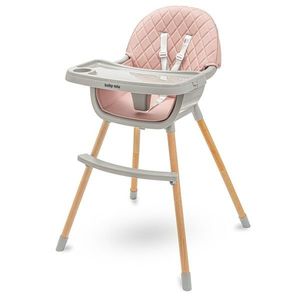 Baby Mix Jedálenská stolička Freja drevená, ružová vyobraziť