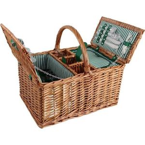 Arôme Piknikový kôš pre 4 osoby Zelené pruhy, 48 x 33 x 25 cm vyobraziť